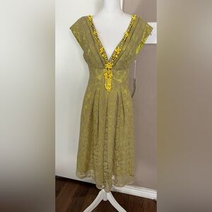 New Nanette Lepore Citron Beaded Embroidered dress